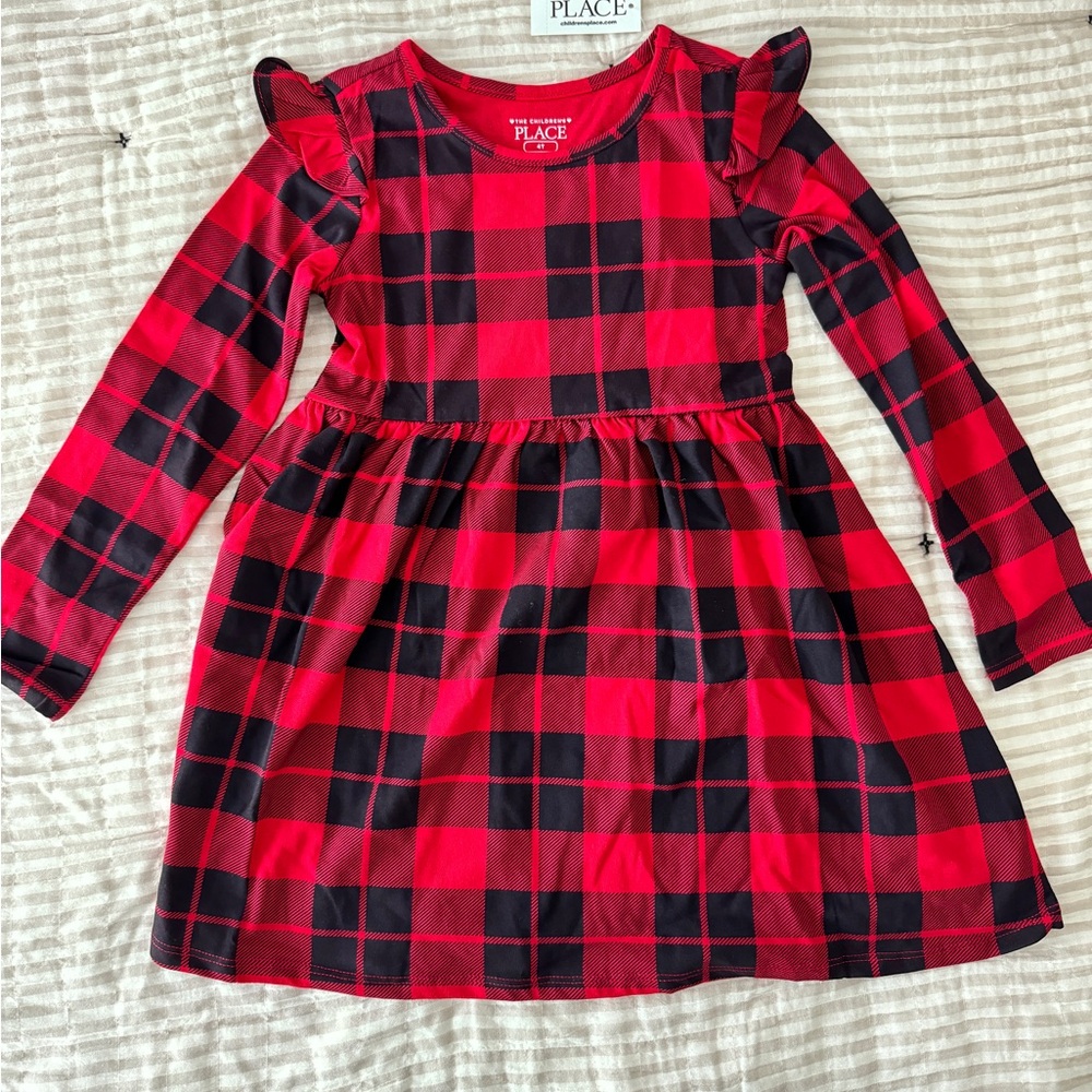 NWT The Children's Place Red and Black Checkered Dress